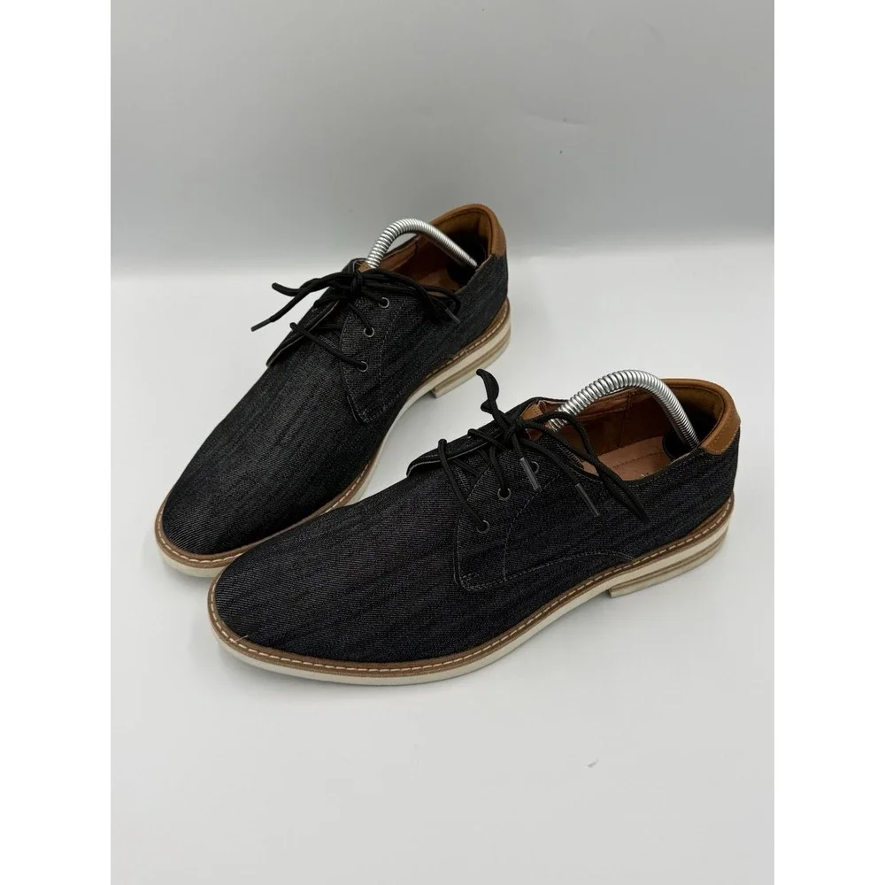 Florsheim Highland Oxford Shoes Men's Size 9M Gray Black Canvas Lace Up Leather